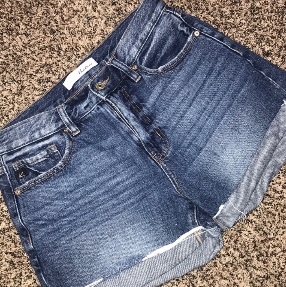 KanCan woman's super high rise rolledcuff jean shorts